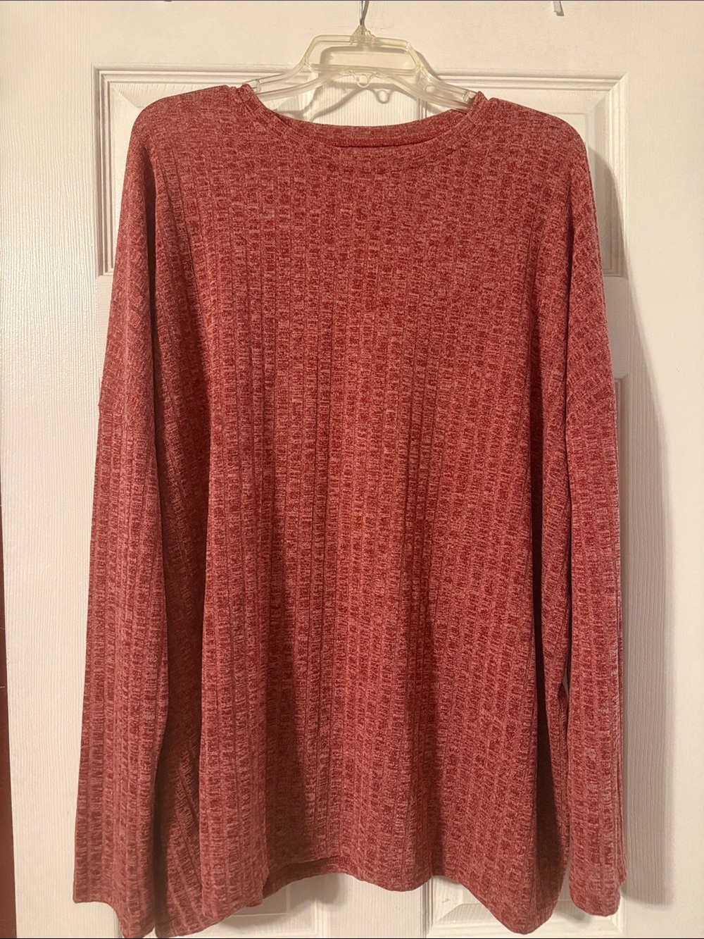 Women’s Red Long-Sleeve Waffle Knit Sweater